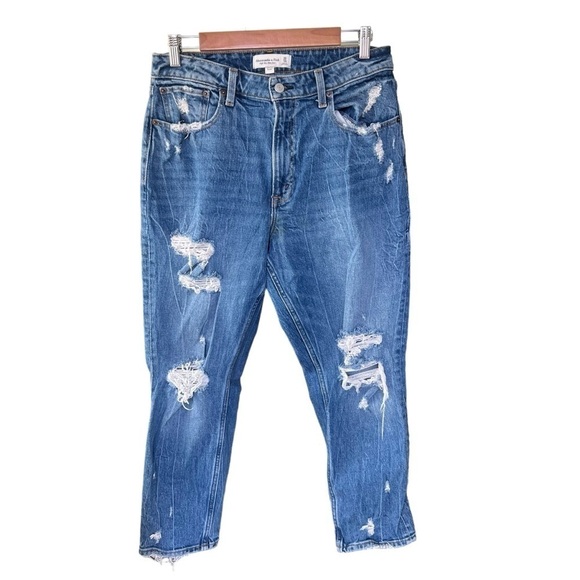 Abercrombie - The High Rise Mom Jean Distressed Curve Love Sz 30/10 - Picture 1 of 6